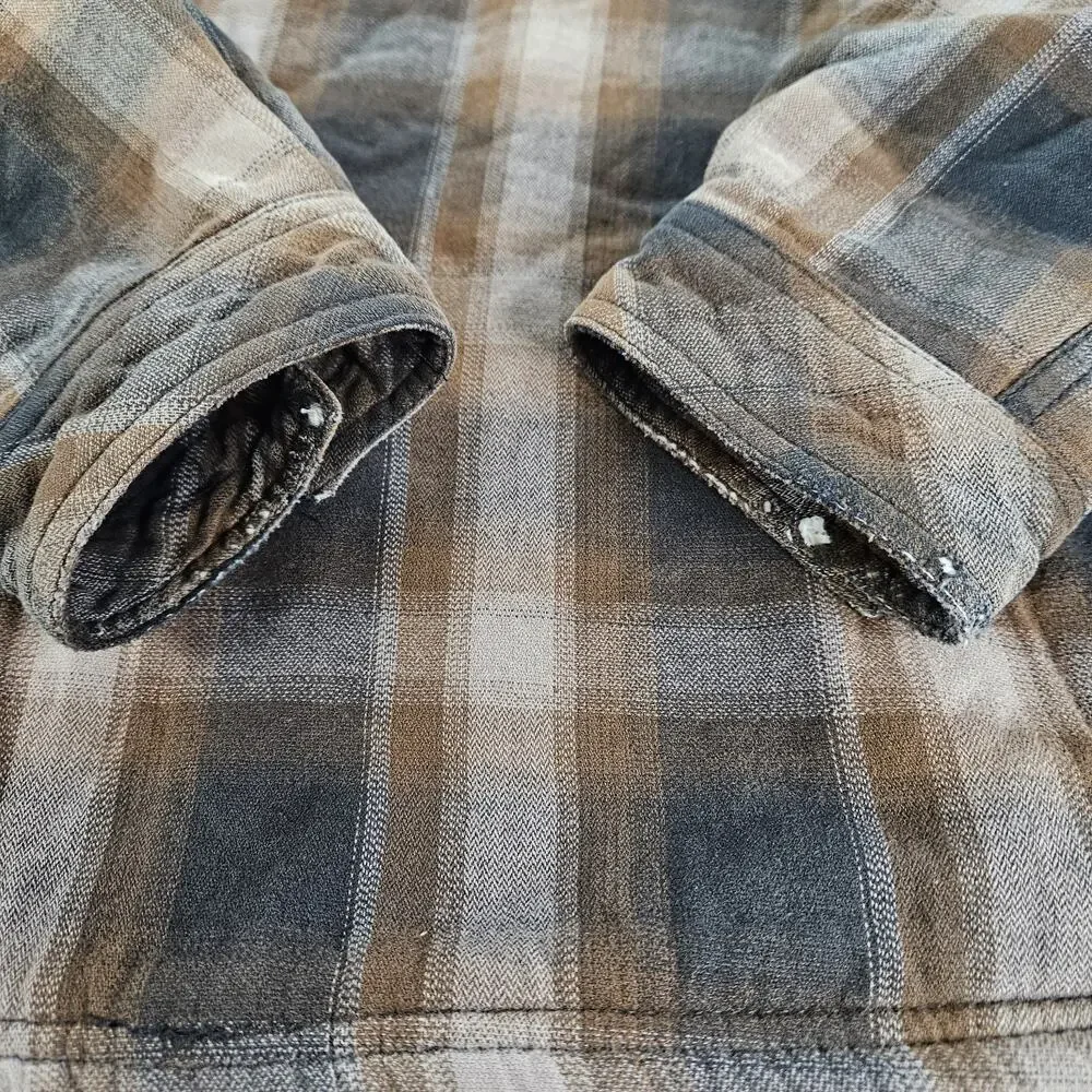 Boston Trader Flannel Jacket With Fleece Lining Men Size Large Brown